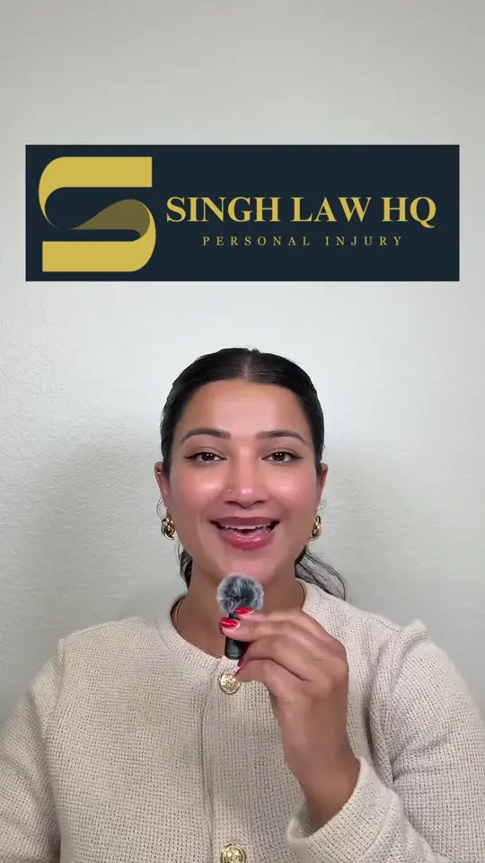 Saloni Singh holding a microphone, speaking to camera beneath the Singh Law HQ banner.